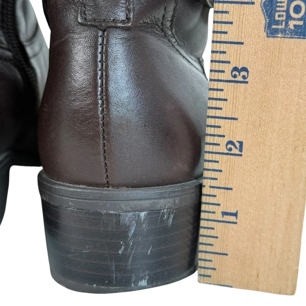 Lauren Ralph Lauren Womens Micah Dark Brown Leather Riding Boots Gold Buckle 9.5